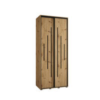 SCHWEBETÜRENSCHRANK 235,2/120/60 2-türig - Schwarz/Eiche Artisan, Holz/Metall (120/235/60cm) - Abiks Möbel