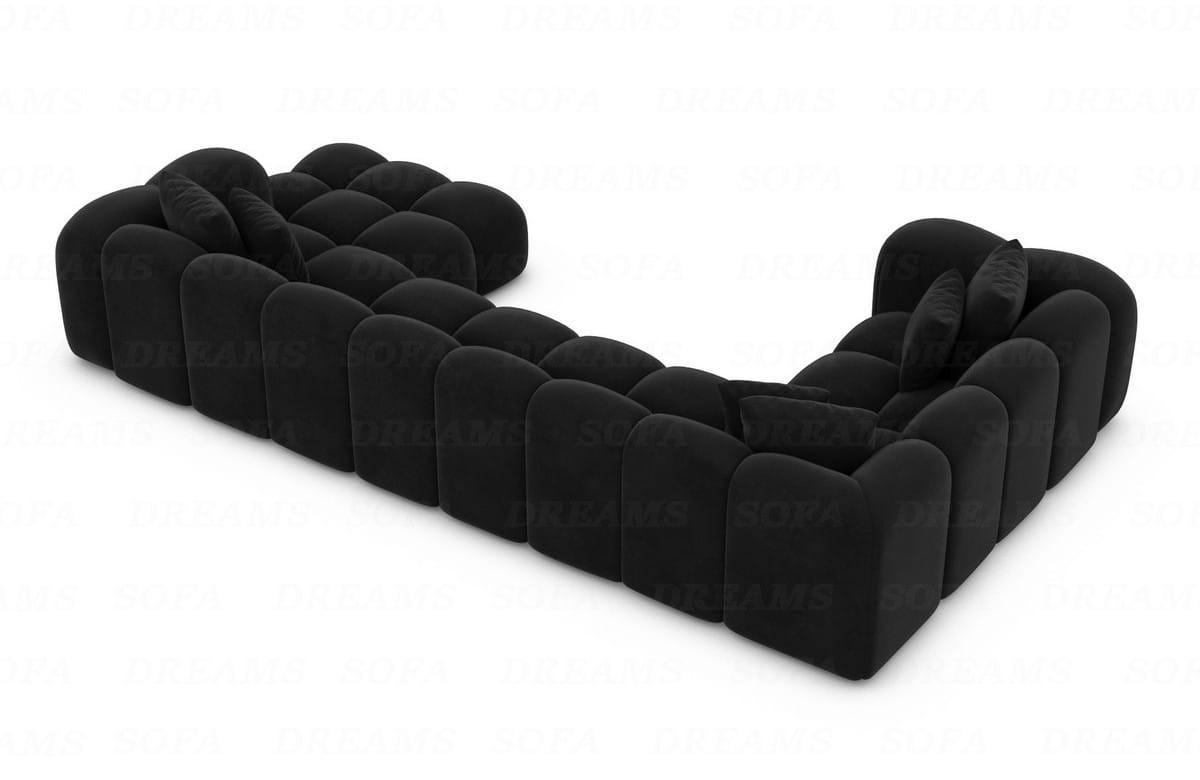 WOHNLANDSCHAFT Cloud Schwarz Samtstoff - Schwarz, Kunststoff (314/72/184cm)