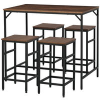 BARTISCH-SET 5-teilig DE-08010 mit 4 Barhockern, Industriedesign Braun - Braun, Metall (60/88/100cm) - ComfortXL