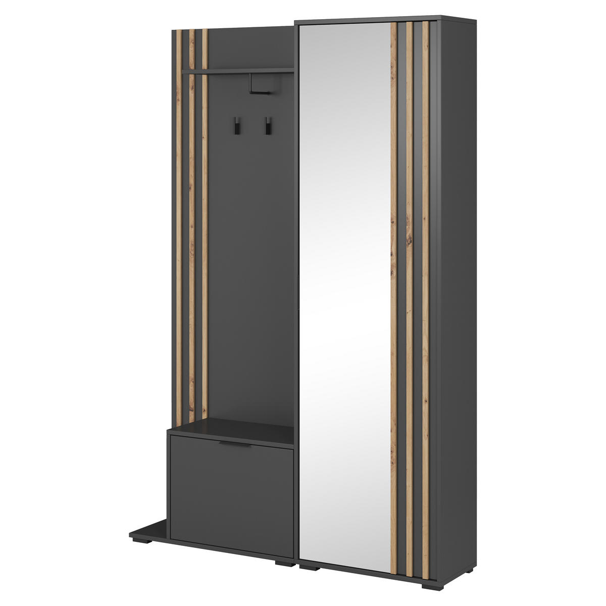 GARDEROBENSCHRANK NELIANA 131/192/40 cm Modern Garderobe-Set Graphitfarben - Graphitfarben, Holzwerkstoff (131/192/40cm) - MASSENO