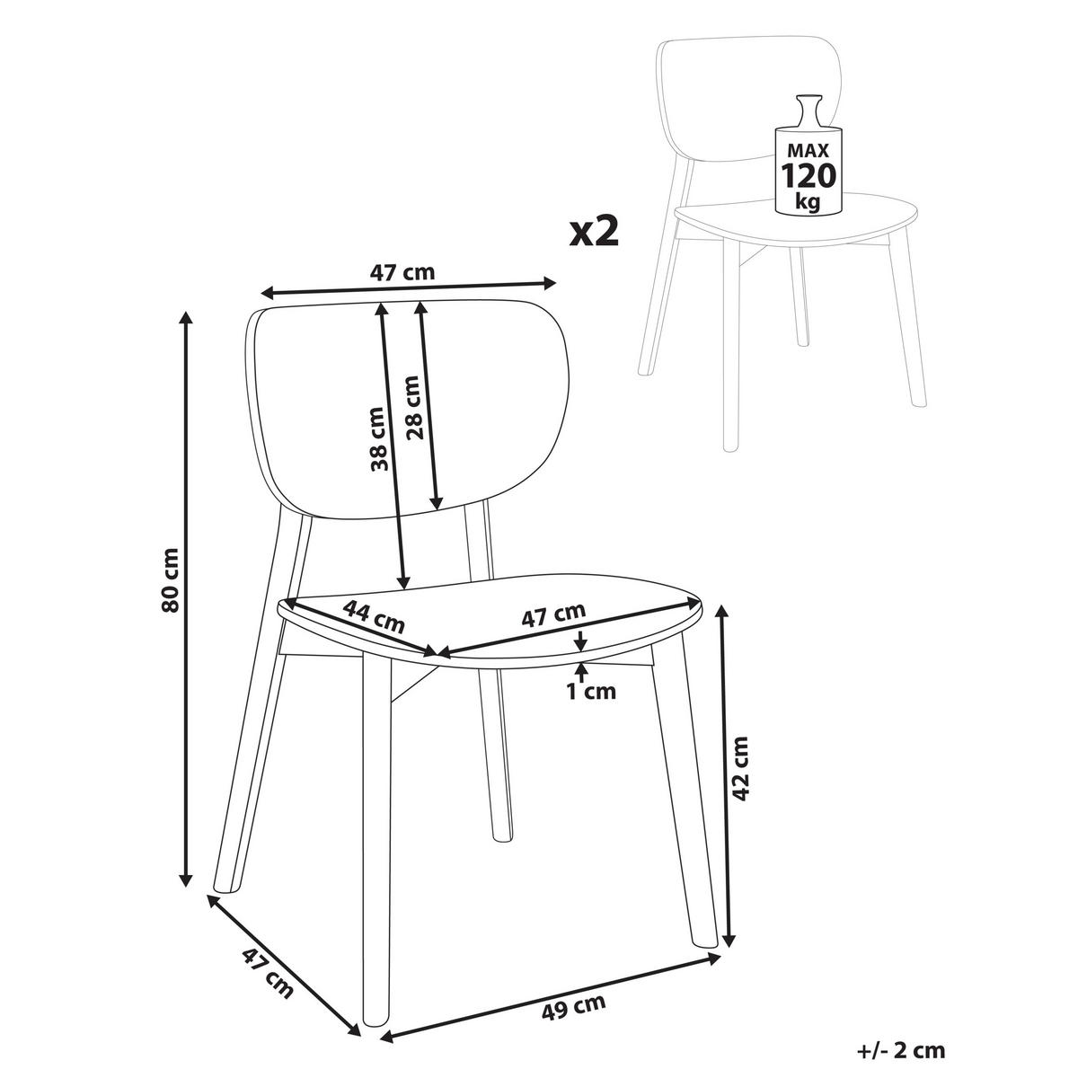 ESSZIMMERSTUHL 2er-Set Holz Hellbraun Overly - Hellbraun, Holz (49/80/47cm) - Beliani