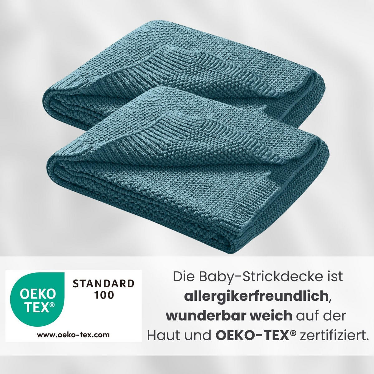 SCHMUSEDECKE 2er Set Strick türkis 70/100 cm - Türkis, Textil (70/100cm) - wometo