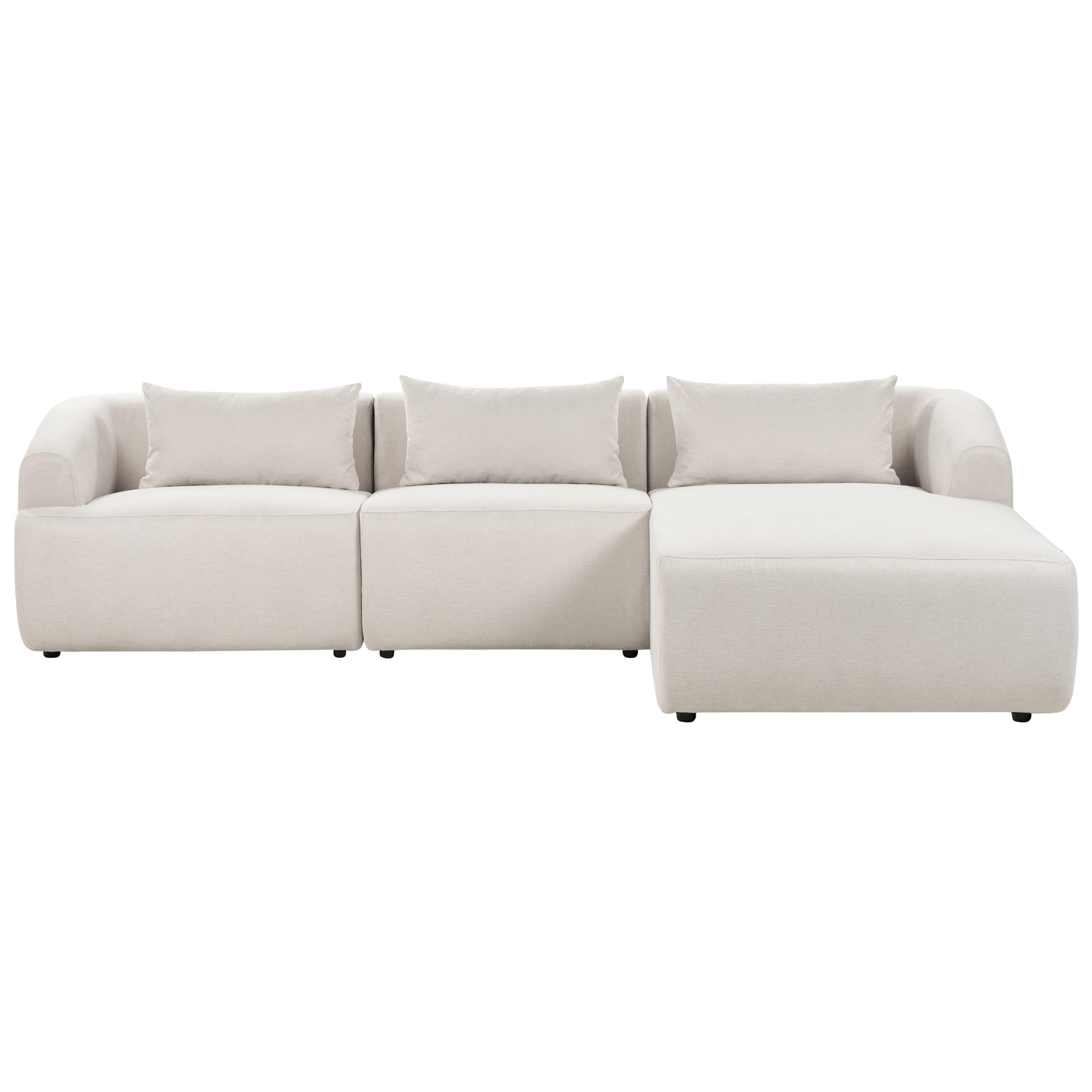 3-SITZER-ECKSOFA Stoff beige rechtsseitig Svansele - Beige, Textil (278/174cm) - Beliani
