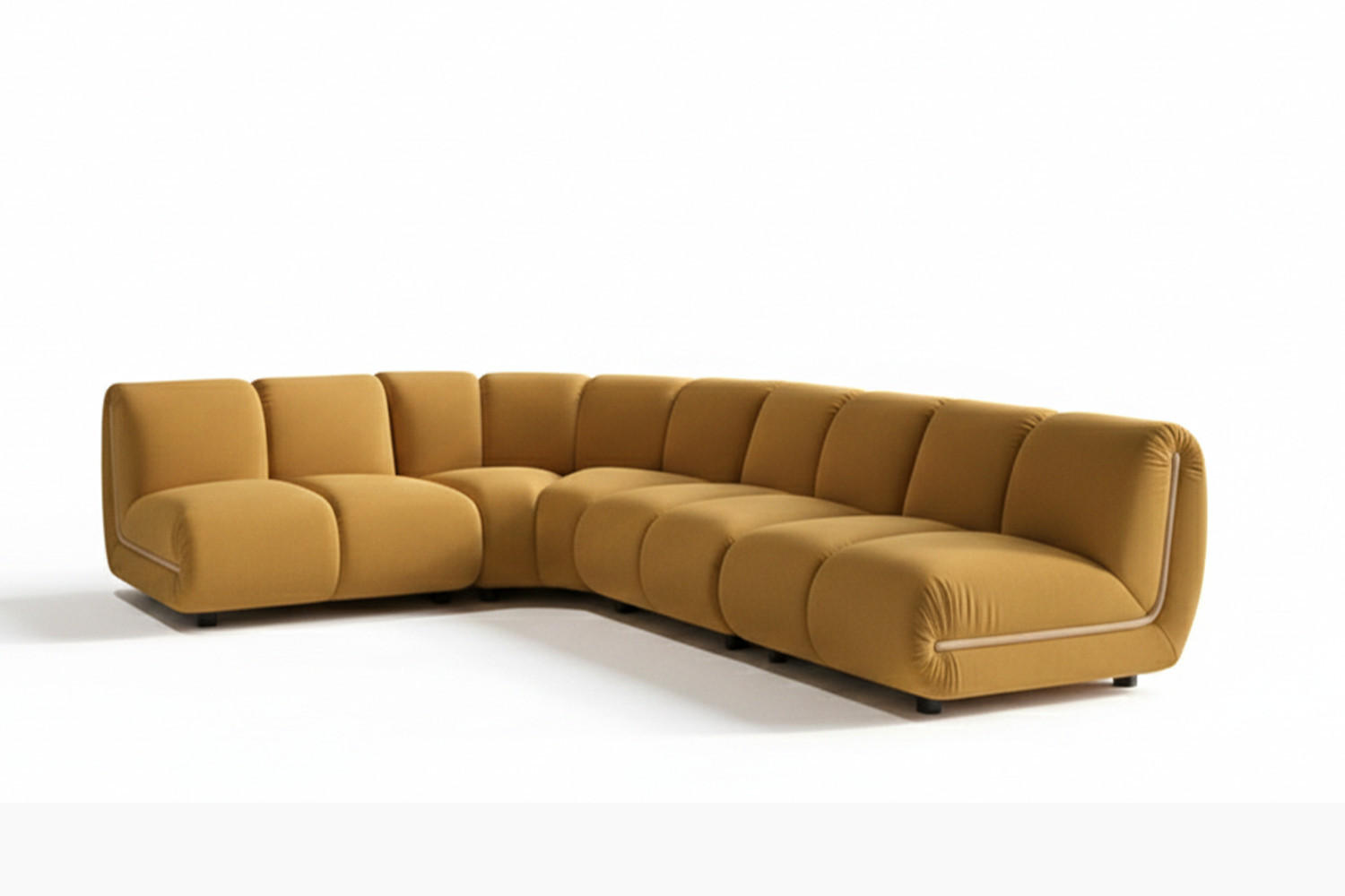 MODULSOFA LAYLA Gelb Velvet - Gelb/Schwarz, Buchenholz/Textil (305/213cm) - KAWOLA