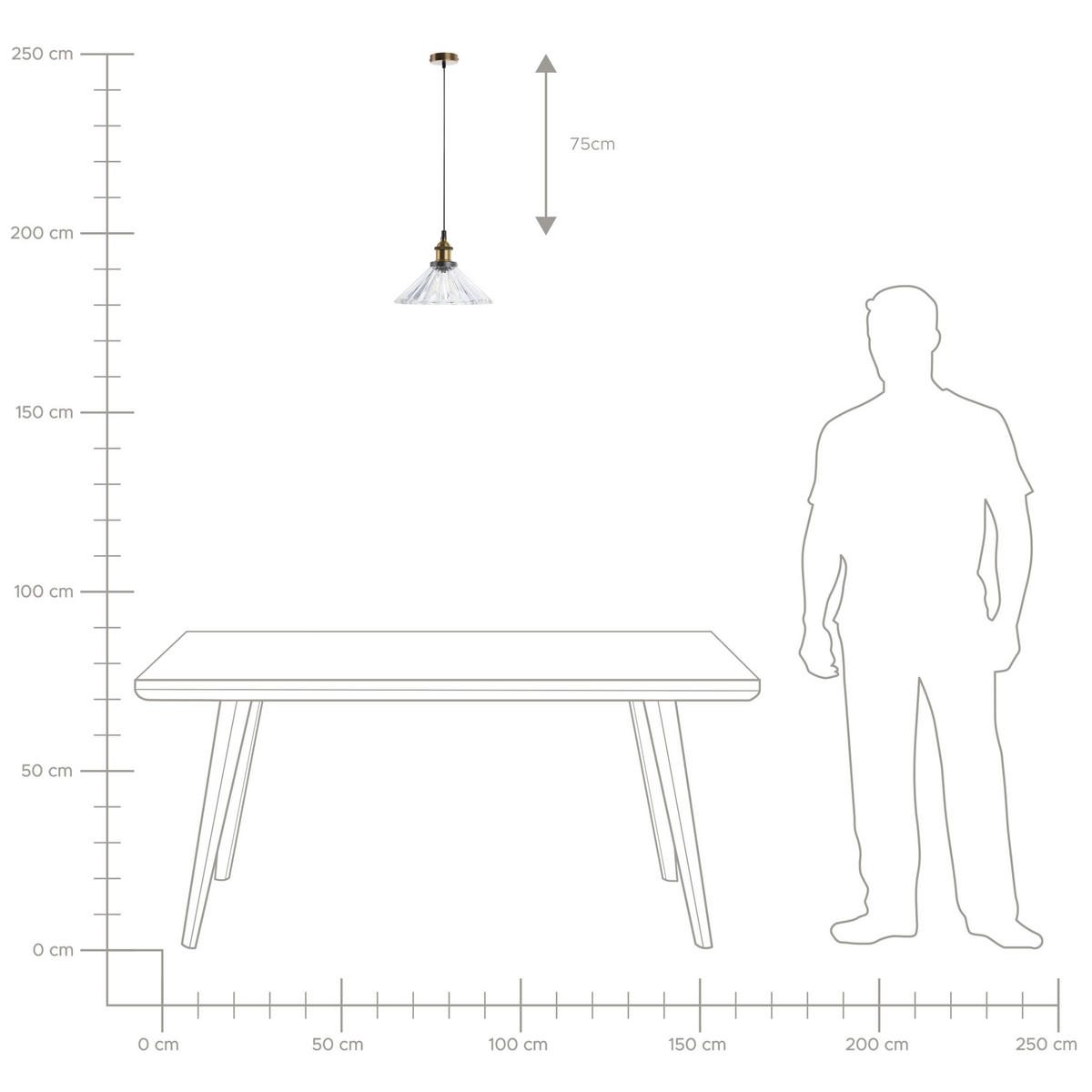 HÄNGELEUCHTE Colorado 25/25/96 cm - Transparent, Glas (25/25/96cm) - Beliani