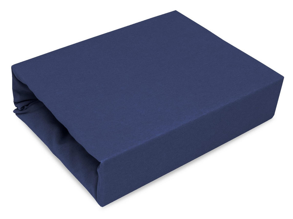 SPANNBETTLAKEN 200/220 cm, Jersey Elastisch 100 % Baumwolle Marineblau - Blau, Textil (200/220cm) - Best For Home