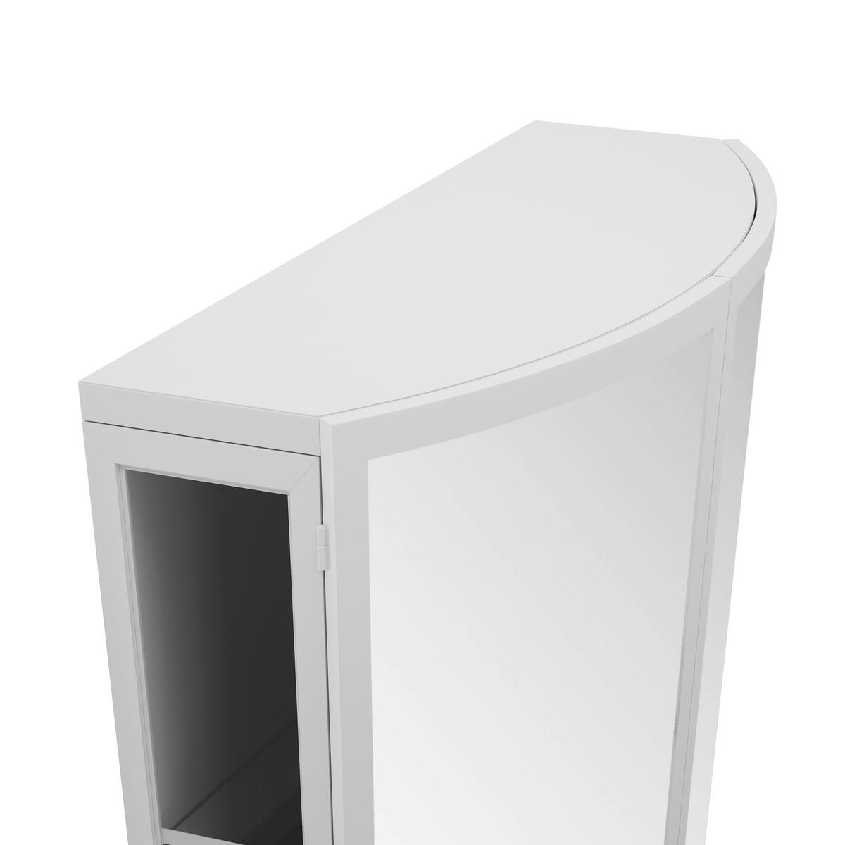 HÄNGESCHRANK 60x22.5x80 cm Weiß mit gewölbter Doppeltür Spiegel und 3 Ablagen - Weiß, Glas (60/80/22.5cm) - Modfu