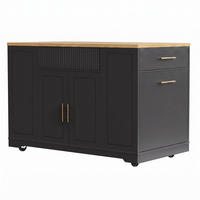 KUCHYŇSKÝ OSTRŮVEK černý s kolečky, přihrádkou na koš a 3 zásuvkami - černá, kompozitní dřevo (120/92/50cm) - Urban Meuble