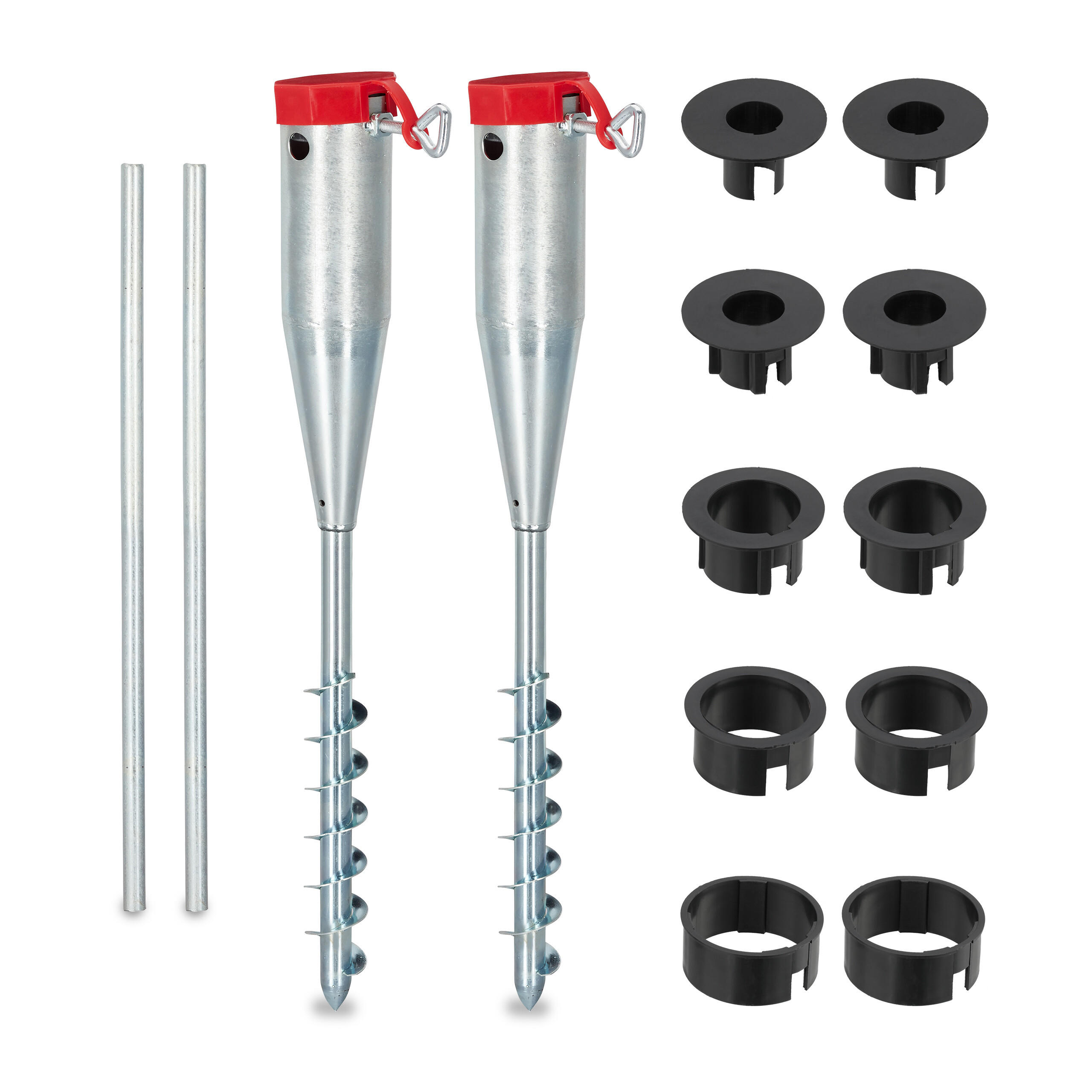 2XZEMNÁ hriadeľ - strieborná, kov/plast (7/56/10cm) - Relaxdays