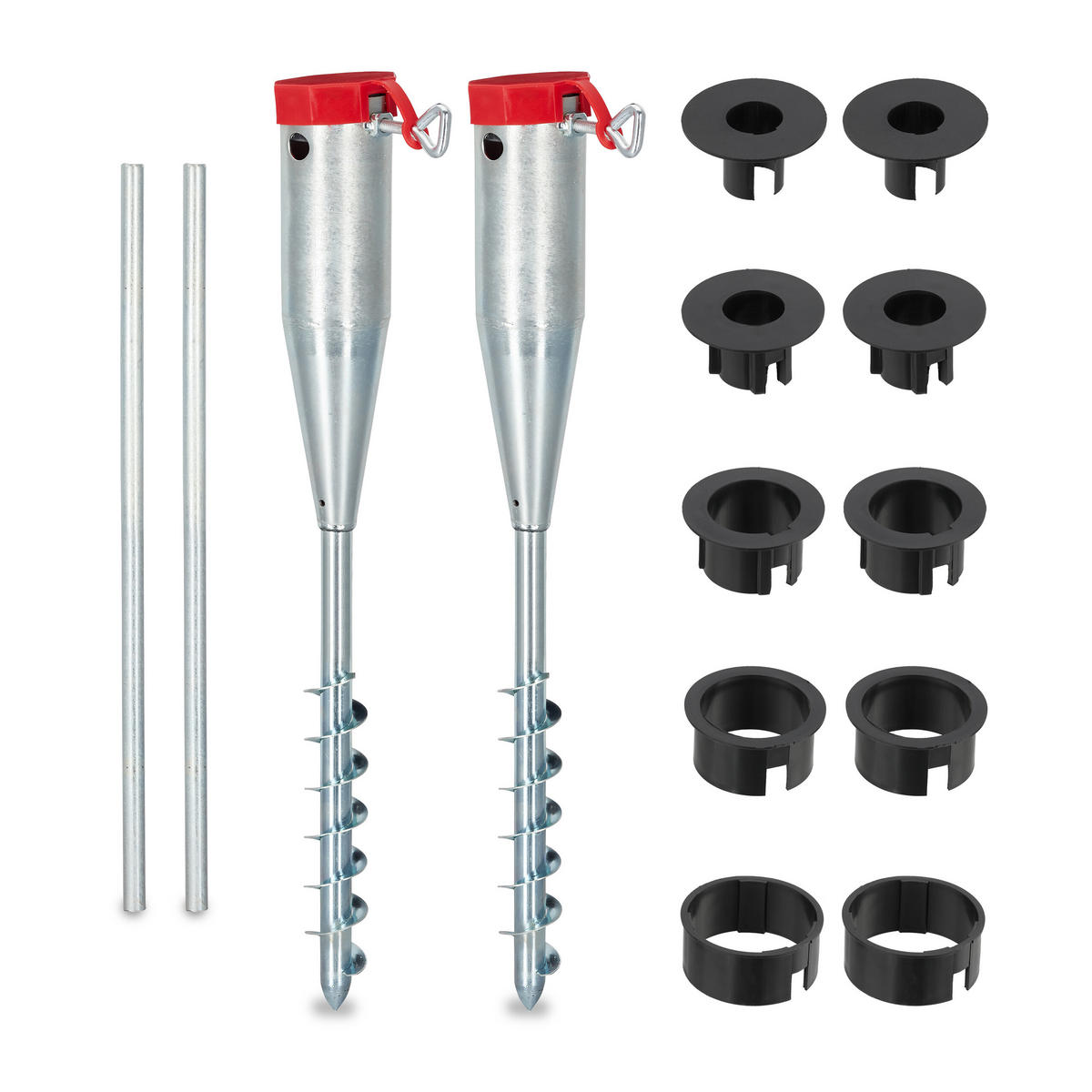 2XZEMNÁ hriadeľ - strieborná, kov/plast (7/56/10cm) - Relaxdays