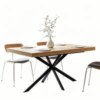 ESSTISCH Ausziehbar mit Verstecktem Stauraum Rechteckig für Esszimmer Küche Wohnzimmer Natur 140 bis 180 cm - Schwarz/Naturfarben, Holzwerkstoff/Metall (180/80/76cm) - EVRYAE