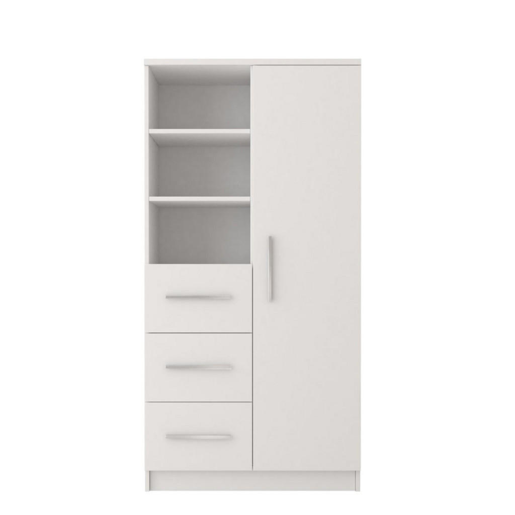 Thumbnail - Möblo Standregal, Weiß, Holzwerkstoff, 3 Schubladen, Rechteckig, 80x160x40 cm, Wohnzimmer, ,