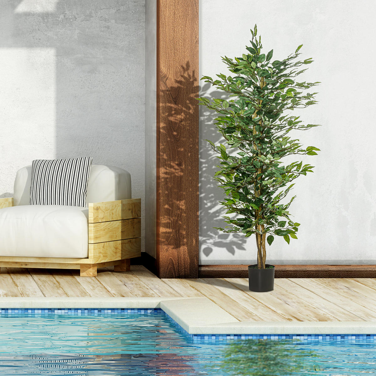 KÜNSTLICHE Pflanzen, PEVA, PE, Grün - Grün, Kunststoff (150cm) - HOMCOM