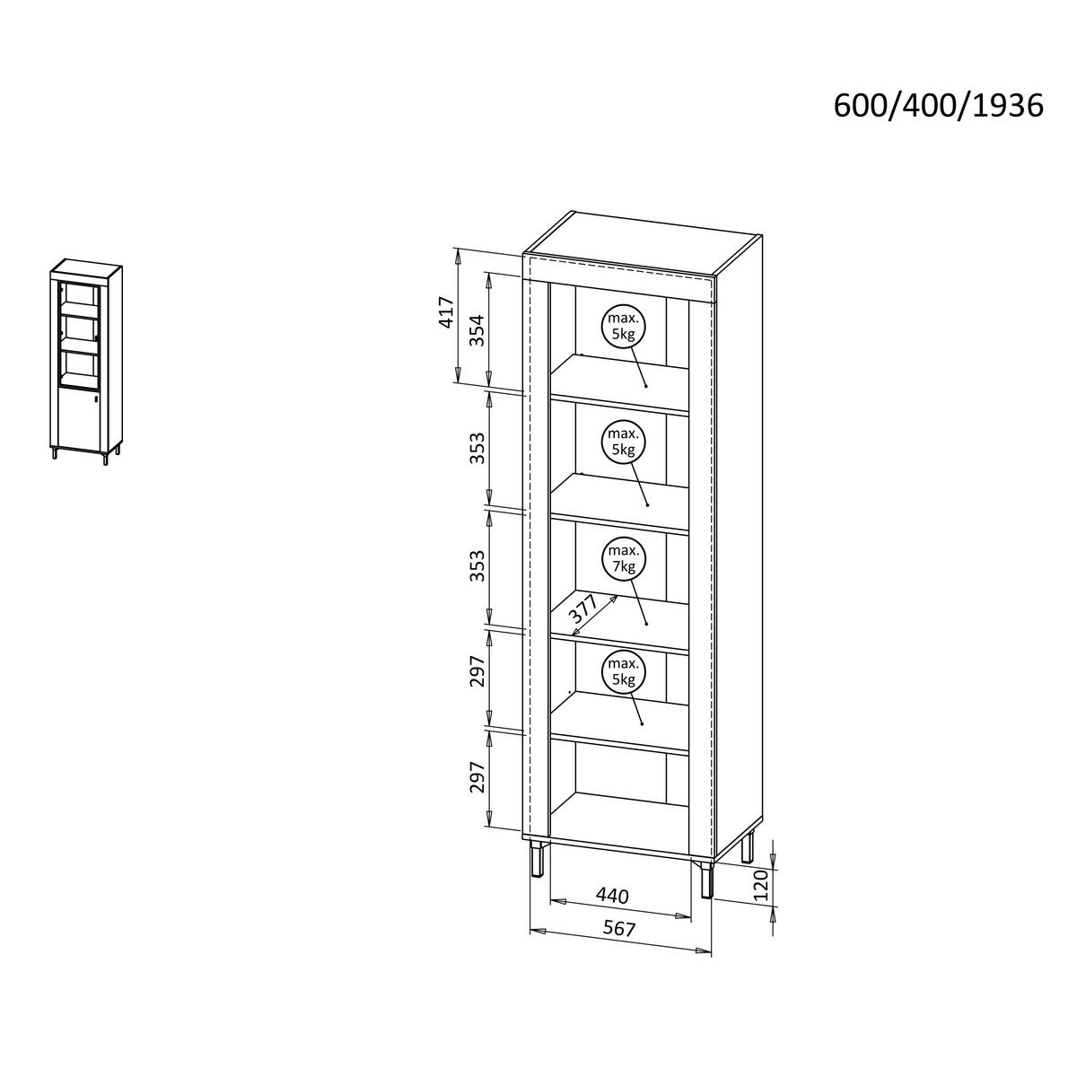 VITRINE Monta mit 2 Türen und LED-Beleuchtung, Kaschmir - Kaschmir, Holzwerkstoff (60/194/40cm) - Beautysofa
