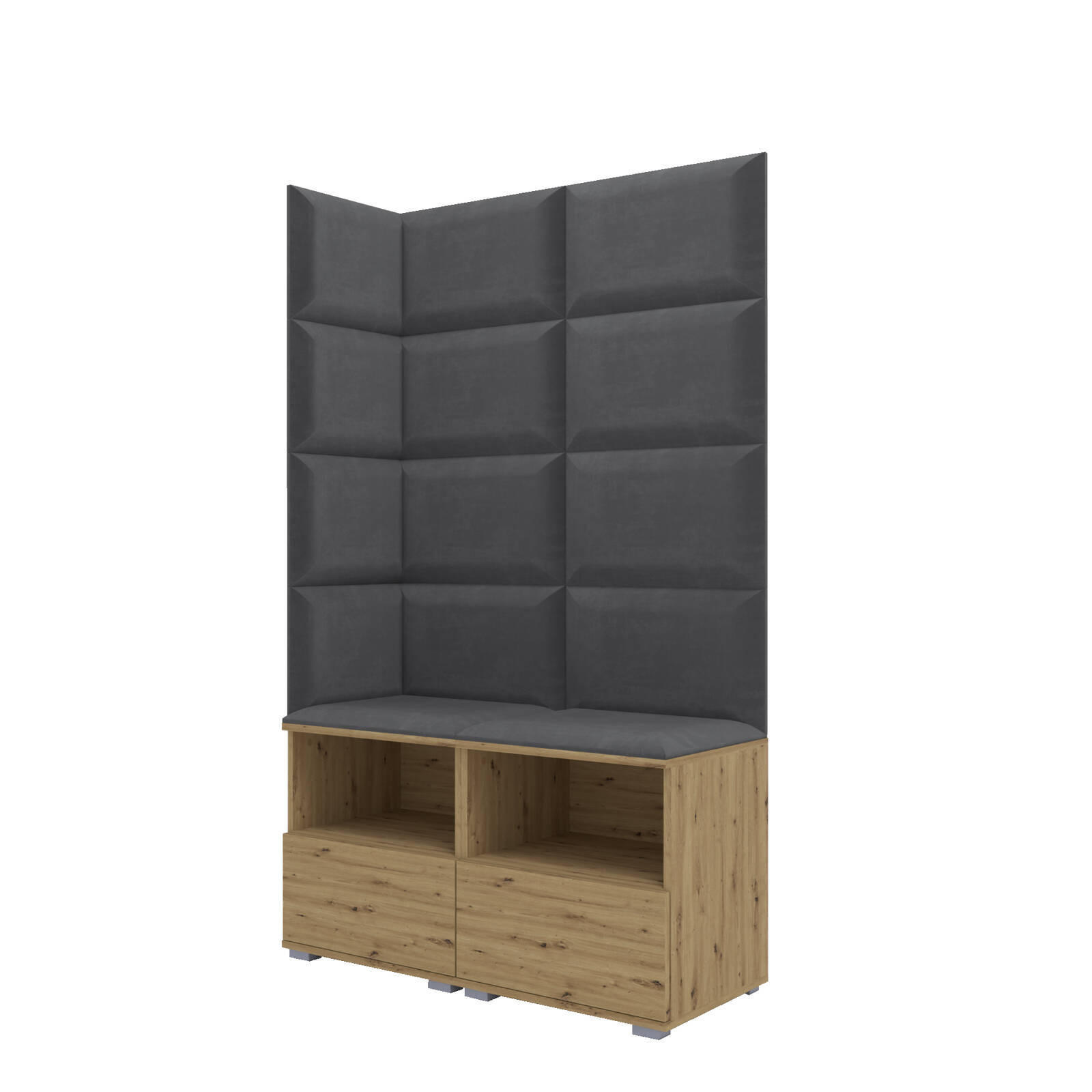 XXXLutz Garderoben-Set Eiche Artisan, Dunkelgrau 100x174x40 cm