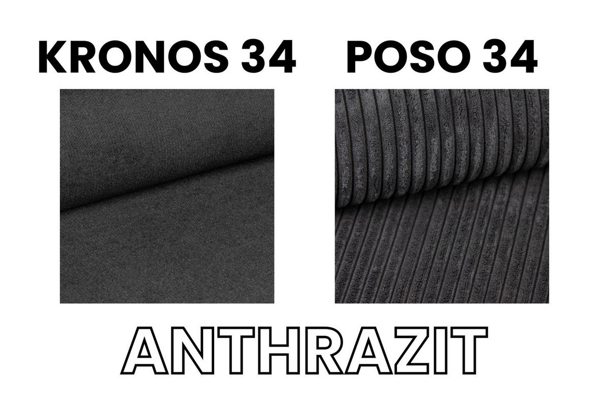 BOXBETT RICO 90/200 in Cord/Velours Anthrazit H3 links - Anthrazit, Holz/Holzwerkstoff (90/200cm) - Deine Möbel 24