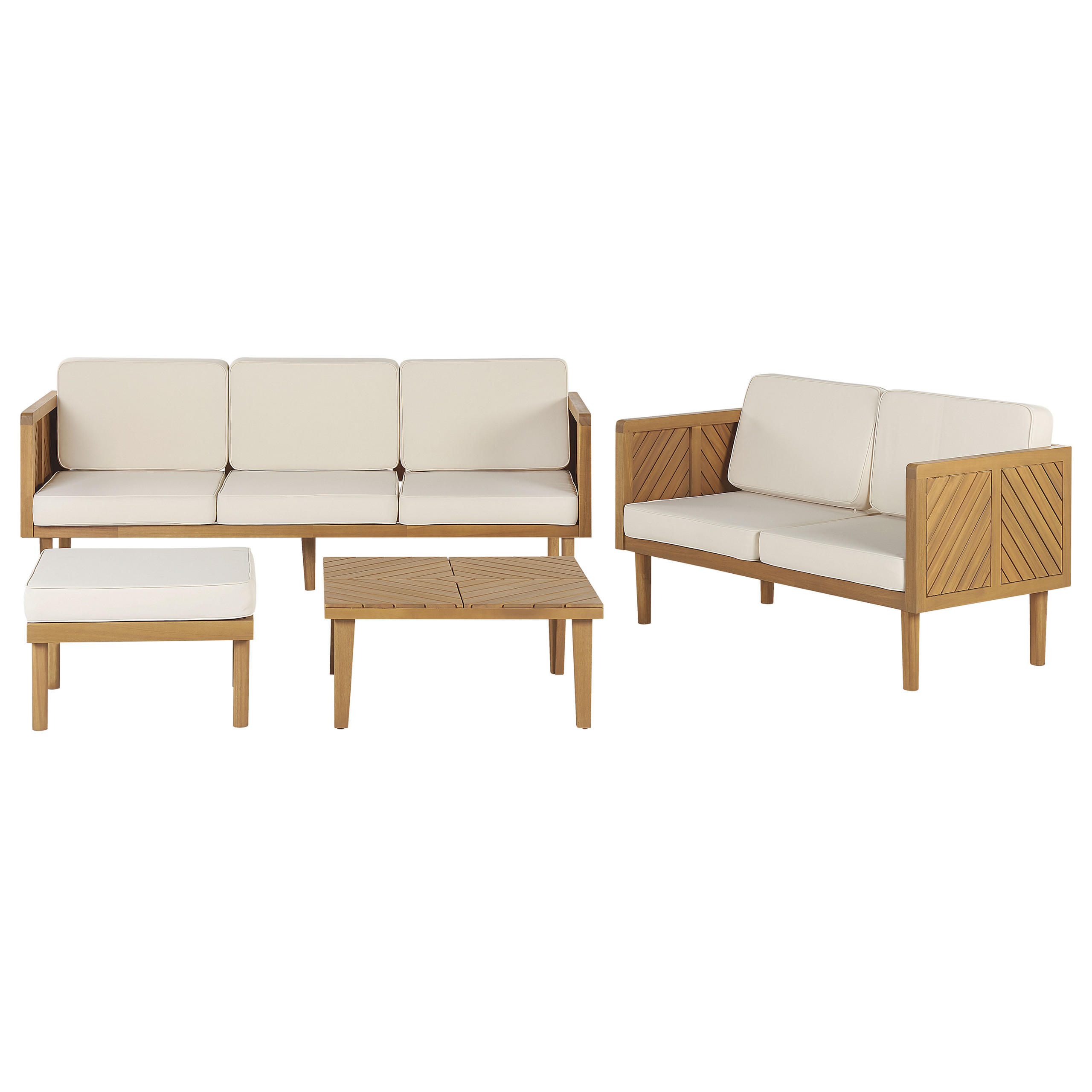 LOUNGE-SET Akazienholz 4-sitzer Hellbraun Baratti - Hellbraun, Holz - Beliani