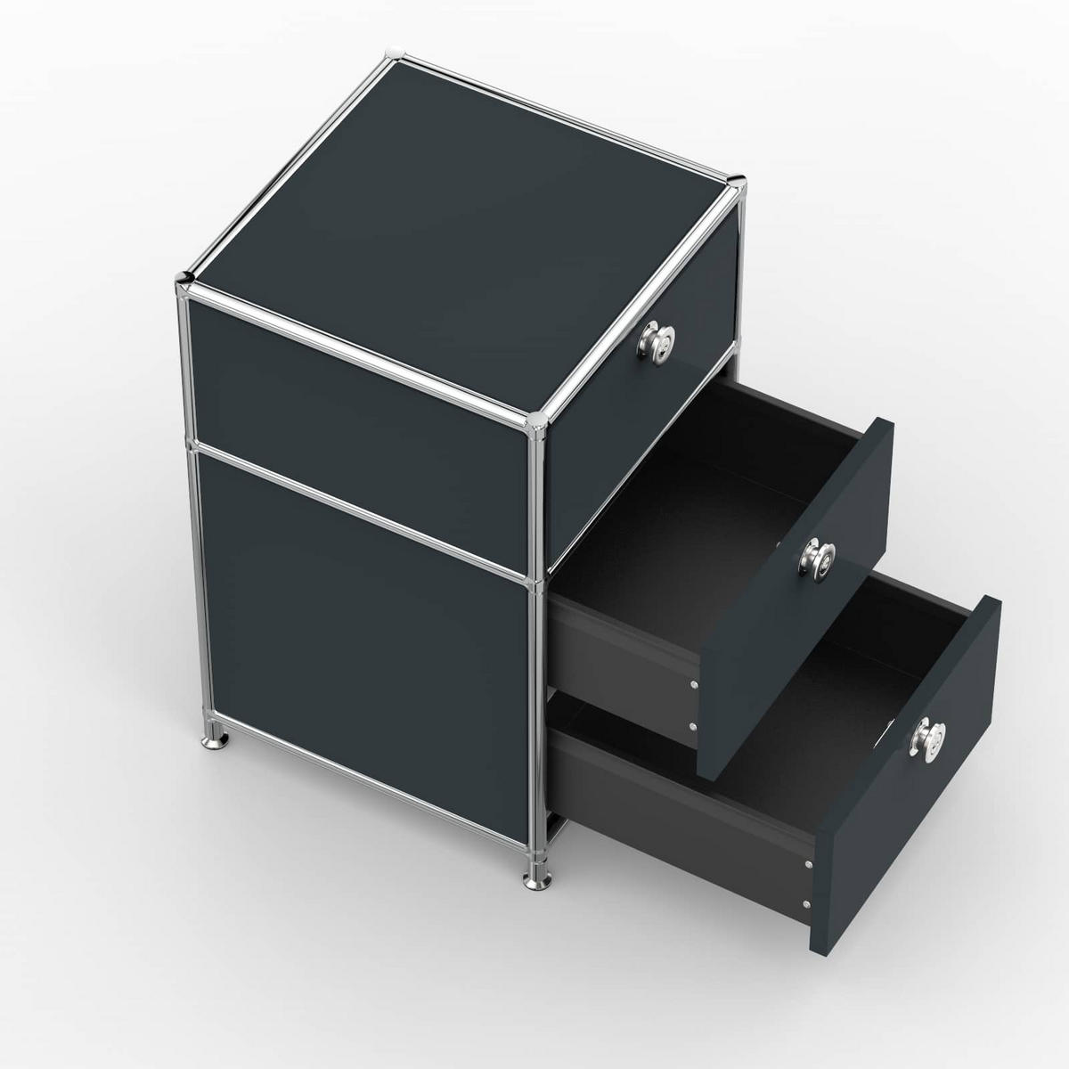 BÜRO-STANDCONTAINER, Metall, 40cm, 1 Schublade + 1 Doppelschublade, Anthrazitgrau - Chromfarben/Silberfarben, Metall (40/62.7/39.7cm) - Versee