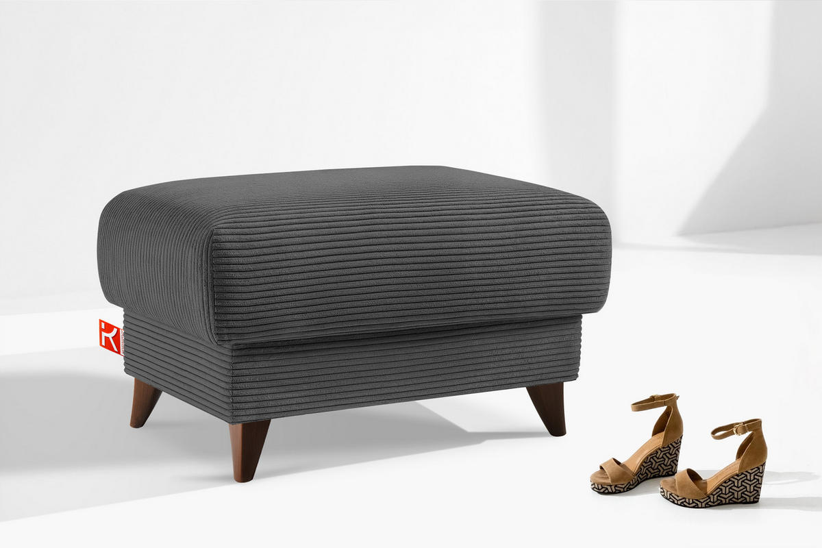 HOCKER GUSTAVO II, Dunkelgrau - Dunkelgrau/Braun, Holz/Holzwerkstoff (92/49/92cm) - KONSIMO®