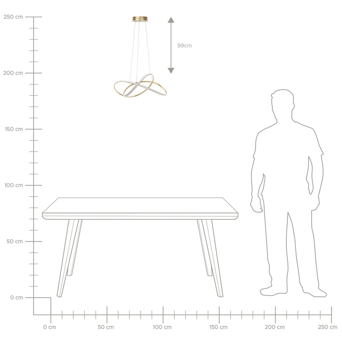 HÄNGELEUCHTE Tumen 65/75/120 cm - Goldfarben, Metall (65/75/120cm) - Beliani