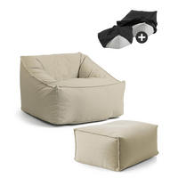 SITZSACK Der Sunnyboy mit Hocker - Beige, Textil (80/60/83cm) - Mokebo