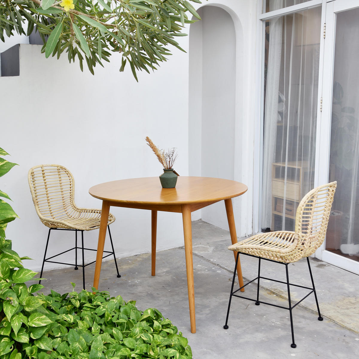 STUHL 2er-Set Rattan Braun - Braun, Holz (46/85/57cm) - Nordlys