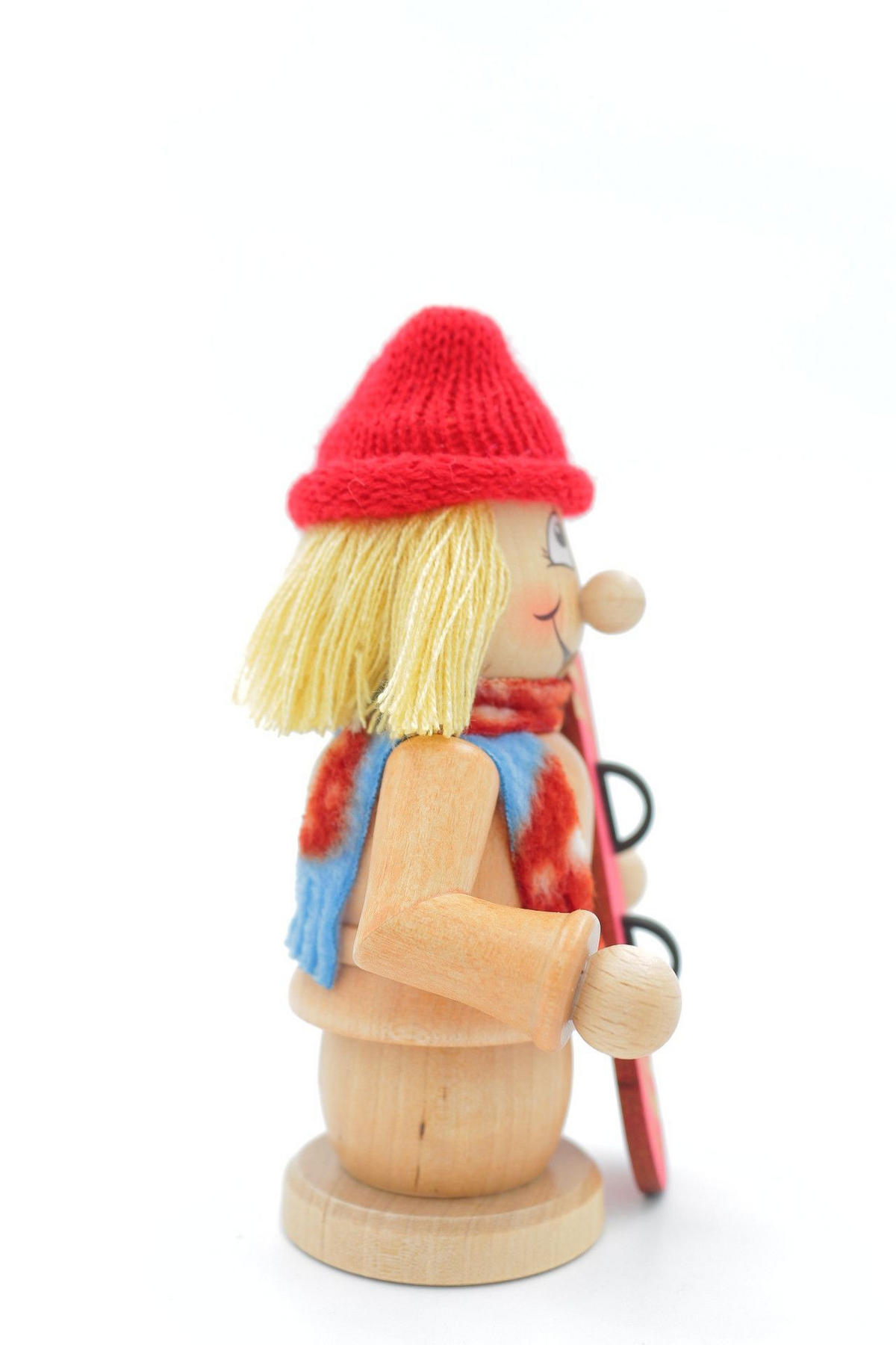 RAUCHFIGUR Wichtel Snowboarderin 15cm - Multicolor, Holz (9/15/0.1cm)