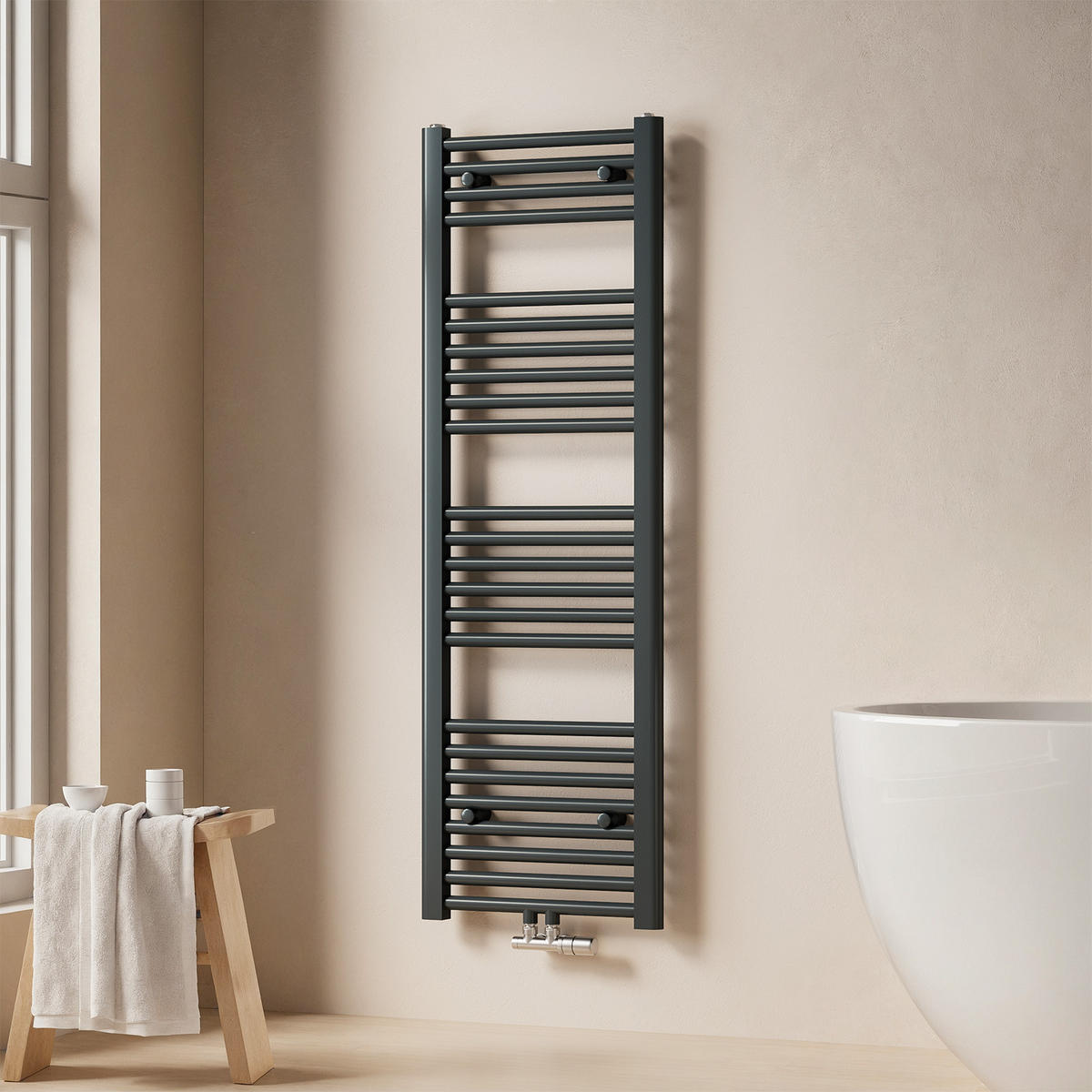 HEIZKÖRPER Handtuchheizkörper wasserführend 120/40/3 cm - Anthrazit, Metall (40/120/3cm) - EMKE