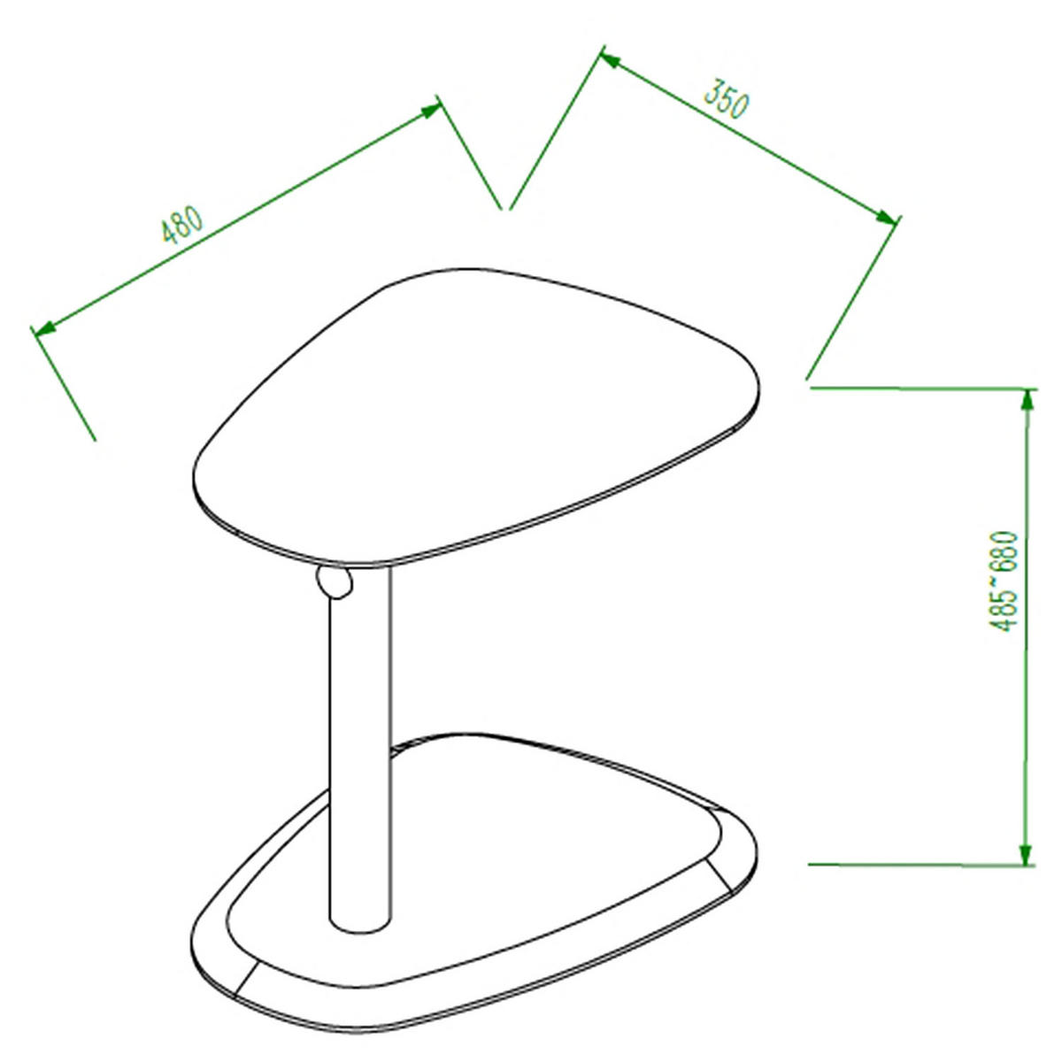 BEISTELLTISCH - höhenverstellbar, Echtholzfurnier / Metall - Walnussfarben, Holzwerkstoff (35/48/68cm) - home24
