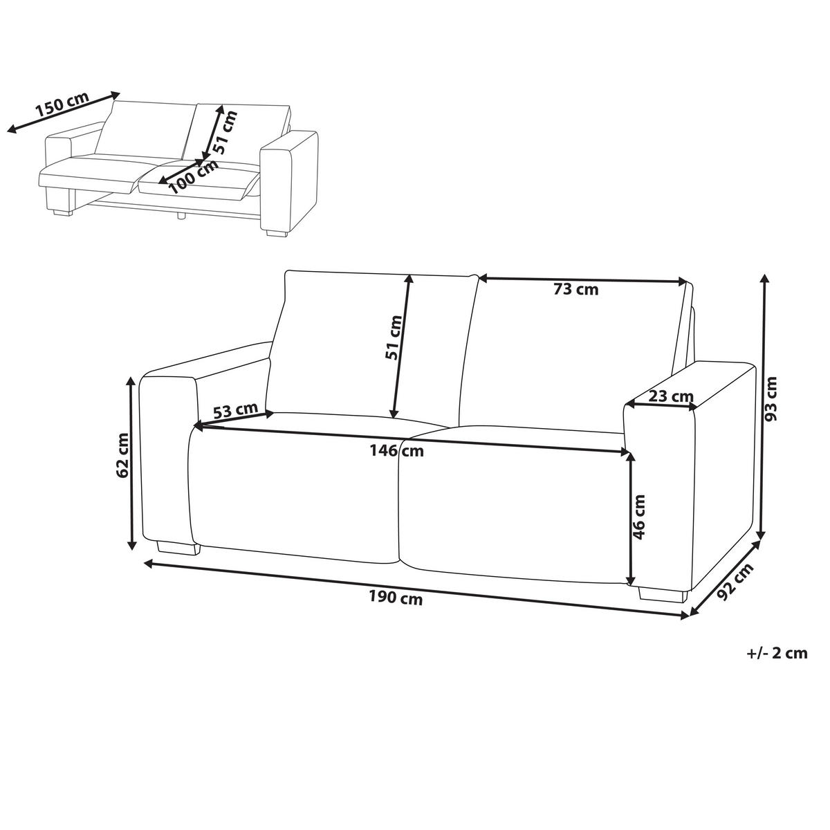 3-SITZER-SOFA Cord orange elektrisch verstellbar Nukari - Schwarz/Orange, Textil (190/93/92cm) - Beliani
