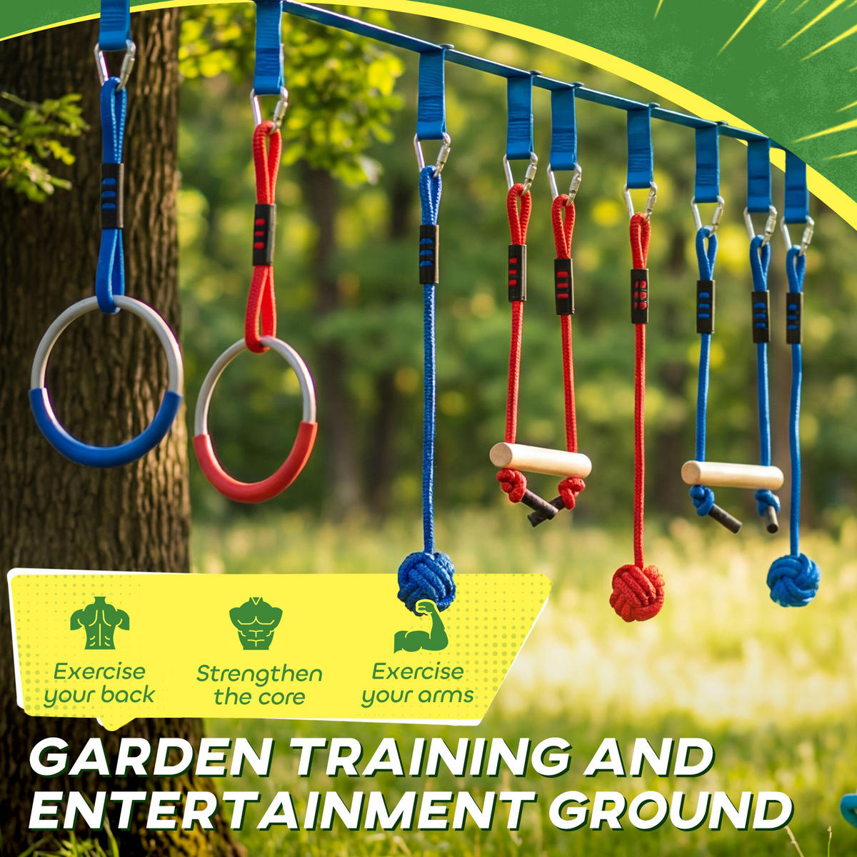 NINJA-WARRIOR 9er Set Kunststoff Holz Mehrfarbig - Multicolor, Kunststoff (5/1000cm) - AIYAPLAY