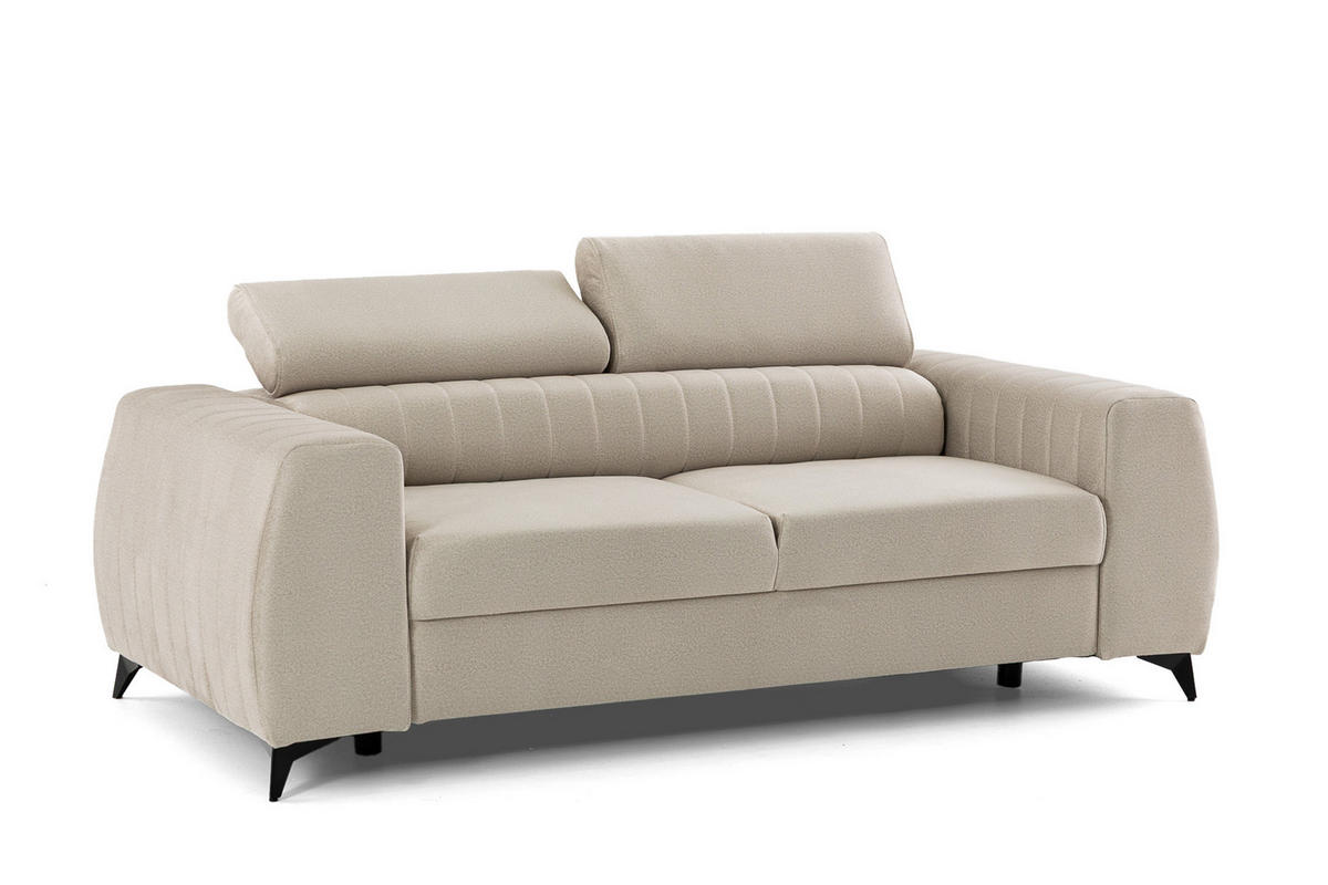 2-SITZER-SOFA PIERO 206 cm Velours Creme - Creme/Schwarz, Holz/Textil (206/95/100cm) - Muffo