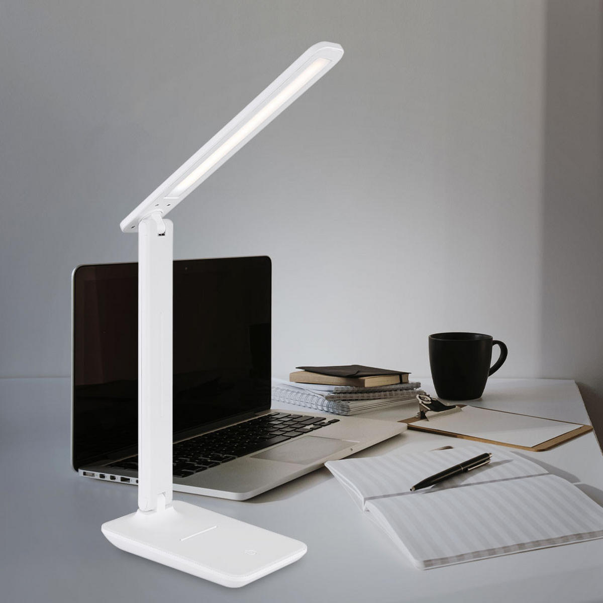 LED TISCHLEUCHTE Brighton Weiß Kunstleder - Weiß, Kunststoff (38/11.5/50cm) - Globo Lighting