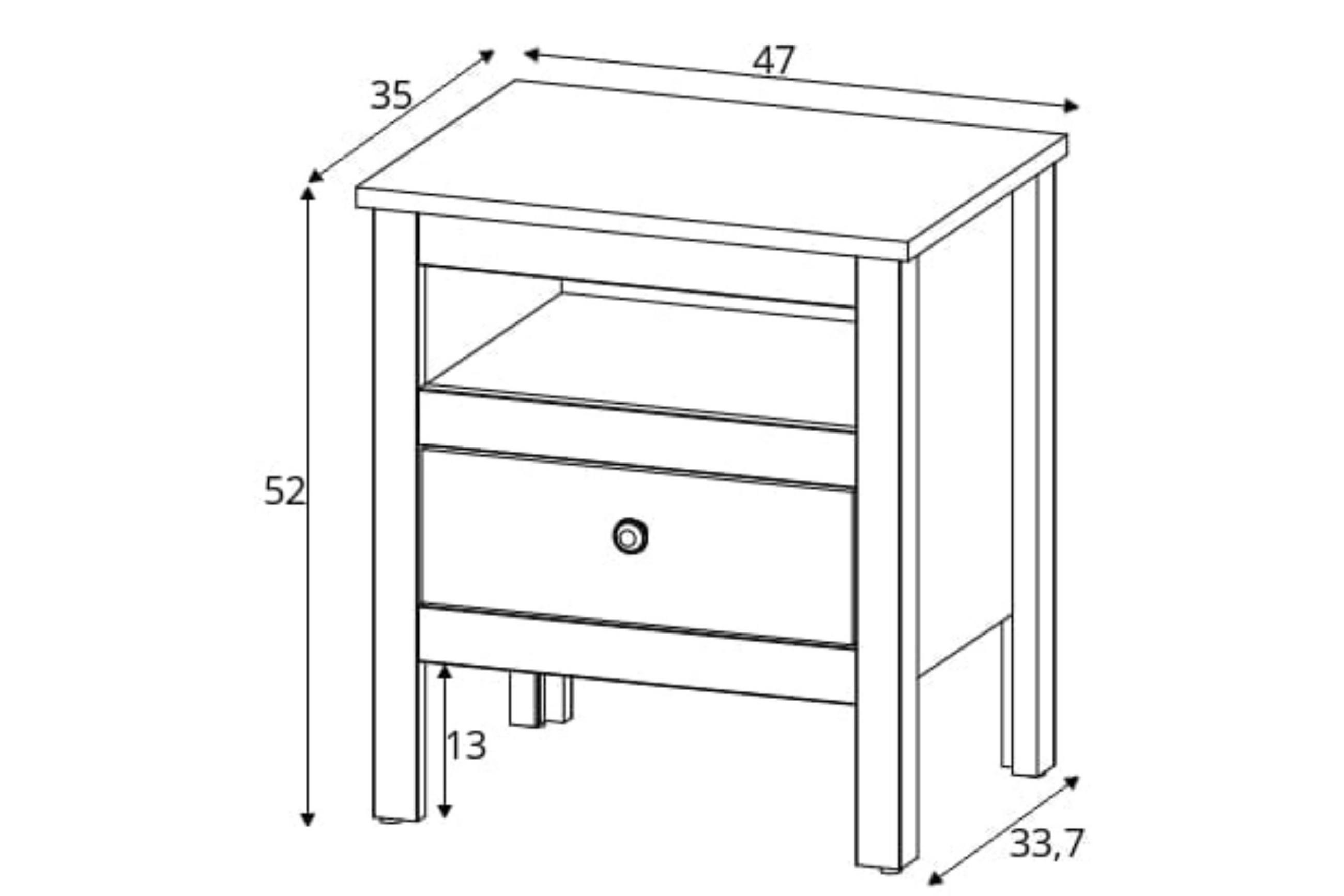 NACHTTISCH FARGE mit Schublade, weiß - Weiß, Holz (47/52/35cm) - KONSIMO®