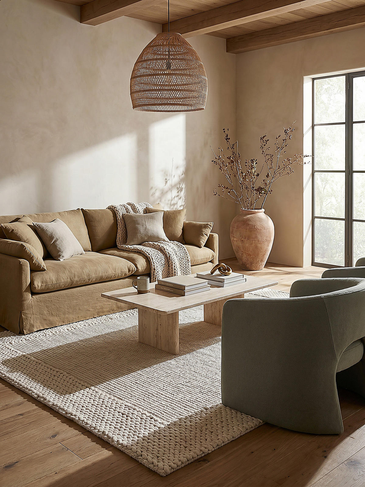 TEPPICH Chunky-Knit-Design, wolle-polyester-mix CALDER, Beige 120x170 cm - Beige, Textil (170/120cm) - KADIMA DESIGN