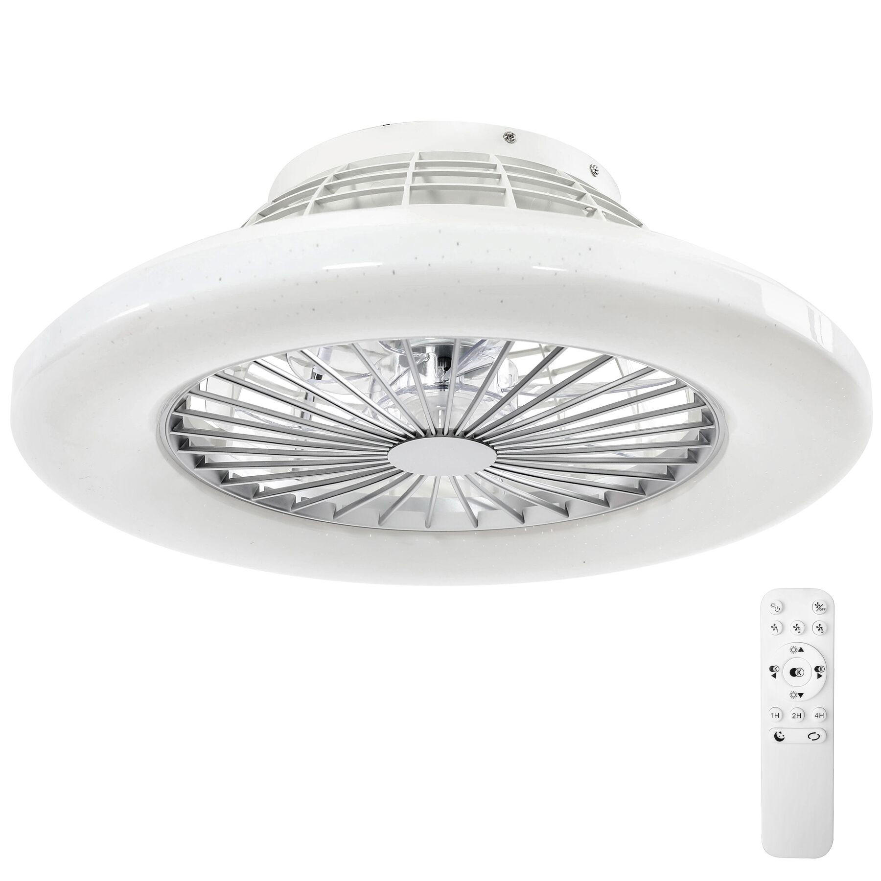 LED DECKENLEUCHTE MIT VENTILATOR Storm, Ø 50 cm, mit Fernbedienung, weiß - Weiß, Metall (50/50/17.5cm) - tectake
