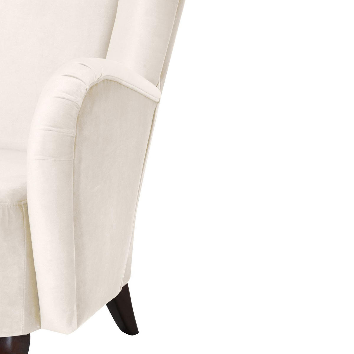 HOCHLEHNSESSEL Kailey Bezug Samtvelours Buche nussbaum dunkel / creme - Weiß, Kunststoff (96/122/89cm) - 58aufmkessel