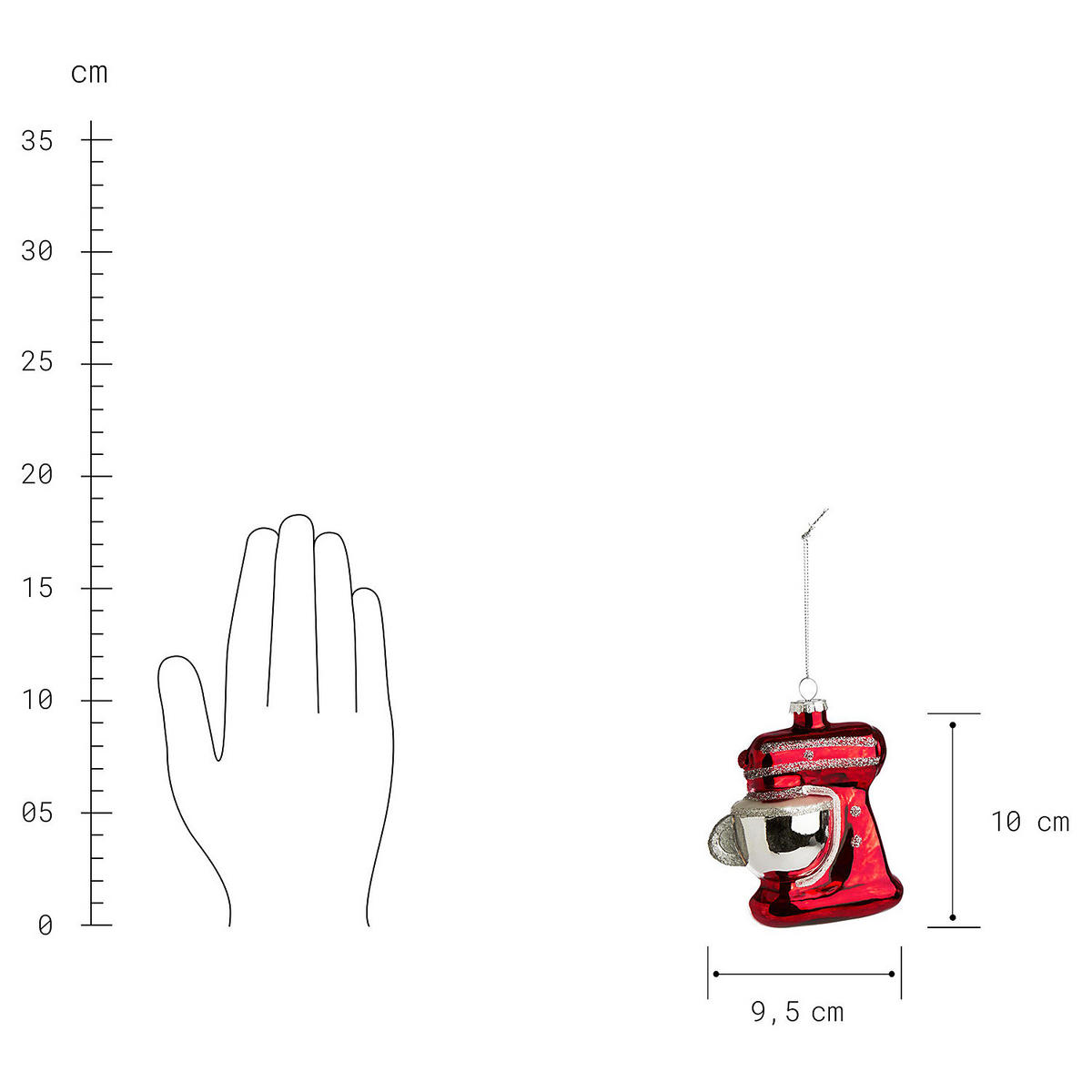 BAUMANHÄNGER Hang On Küchenmaschine - Rot, Glas (5/10/10cm) - Butlers