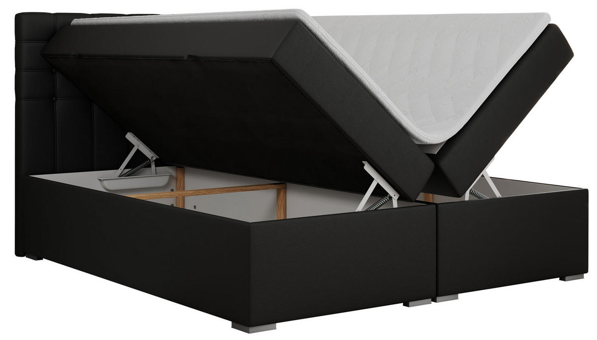 BOXBETT SUSAN 120/200 Schwarz Kunstleder - H4 - Schwarz, Holz/Textil (120/200cm) - MKS