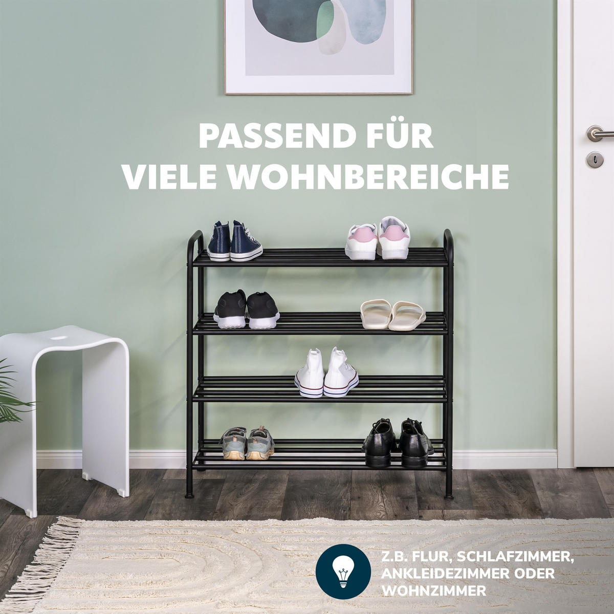 SCHUHREGAL, Metall, schwarz - Schwarz, Metall (80/76.5/31cm) - eluno