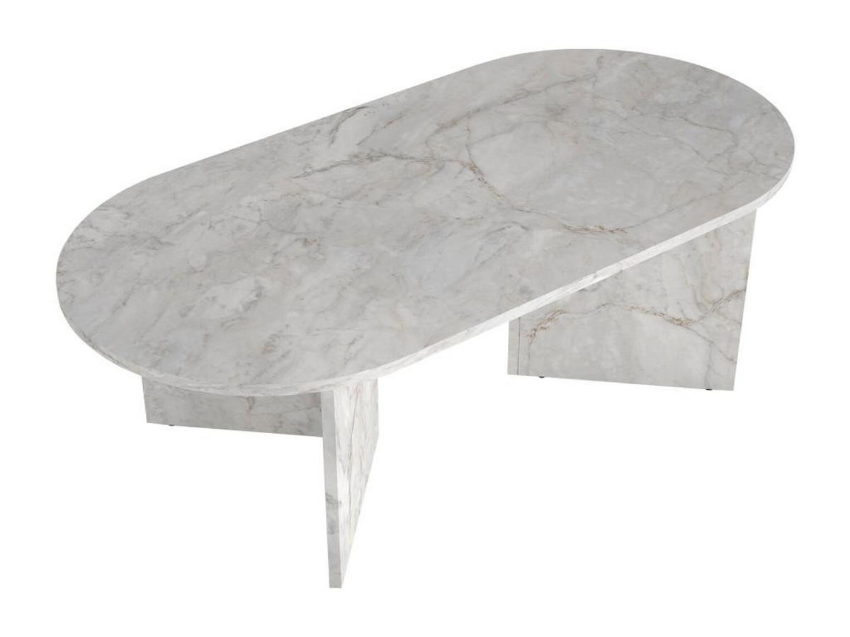 COUCHTISCH - Marmor-Optik Weiß - TOPANIA - Weiß, Holz (120/60/39.6cm) - Vente-Unique