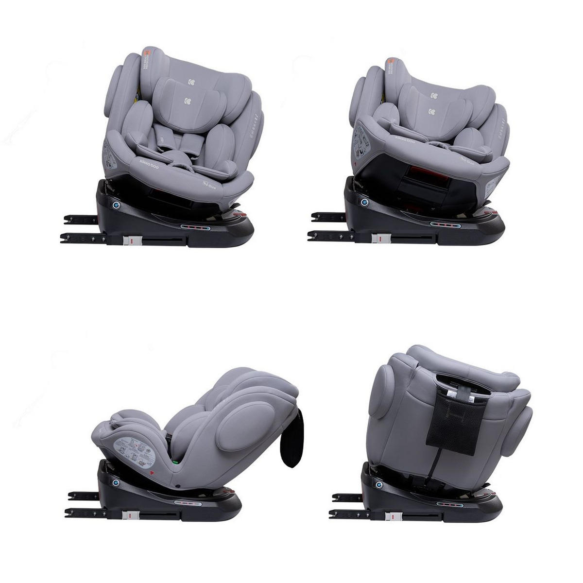 KINDERSITZ i-Felix i-Size hellgrau (40-150cm) Isofix Top Tether 360 Grad Drehung - Hellgrau, Kunststoff (48/59/48cm) - Kikka boo