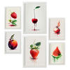 POSTER Set Mit 6 Rote Früchte Plakate Von Obst, Gemüse & Gesunden Lebensmitteln Im Aquarell Kunst Auf Reinweißen Hintergründen A3 & A4 Weißer Rahmen - Weiß, Papier (29/3cm) - Nacnic