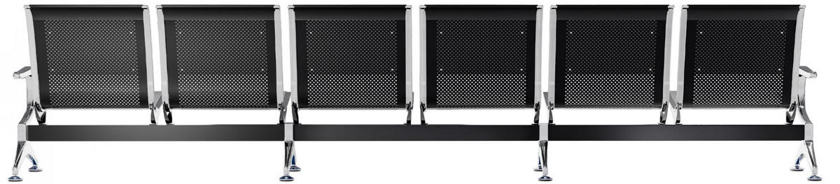 WARTEBANK Metall Schwarz/Schwarz - Chromfarben/Schwarz, Textil/Metall (355/80/63cm) - CLP