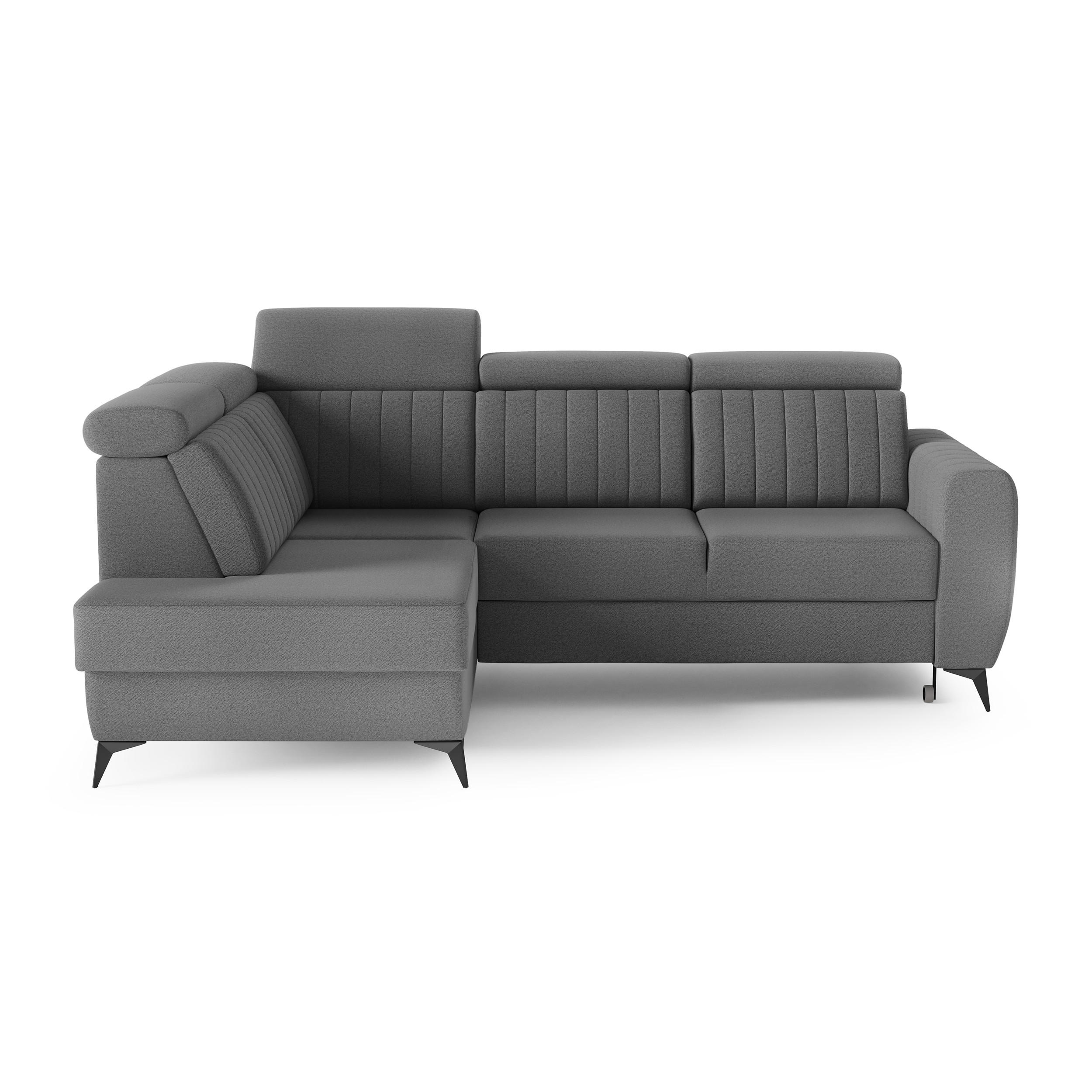 ECKSCHLAFSOFA Connor II verstellbare Kopfstützen, Dunkelgrau, links - Dunkelgrau/Schwarz, Textil (268/204cm) - Beautysofa
