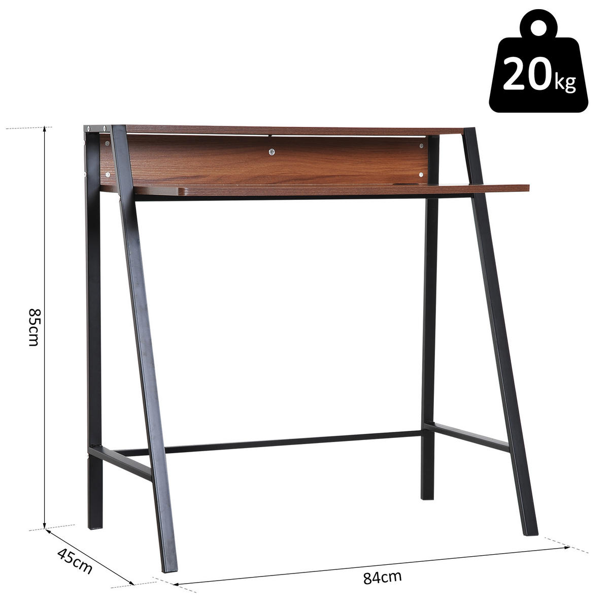 SEKRETÄR SCHREIBTISCH Schwarz und Walnussfarben mit Ablage 84/45/85 cm - Braun, Holzwerkstoff (45/84/85cm) - PANGIVO