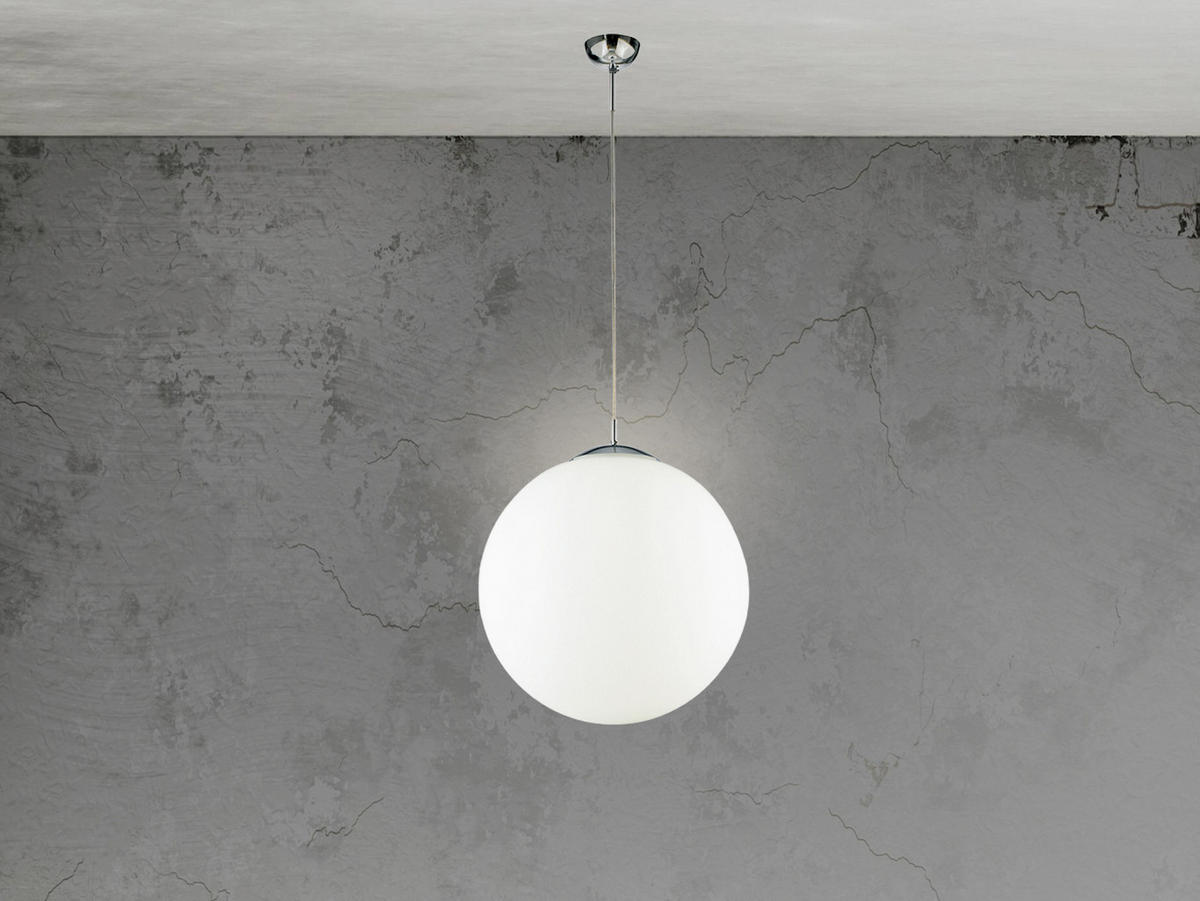 LED-PENDELLEUCHTE Glaskugel Lampenschirm, Ø35cm - Silberfarben/Weiß, Glas/Metall (41/35/100cm) - meineWunschleuchte