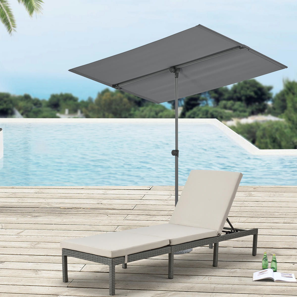 SONNENSCHIRM Carsoli - Grau, Textil/Metall (180/130cm) - pro.tec