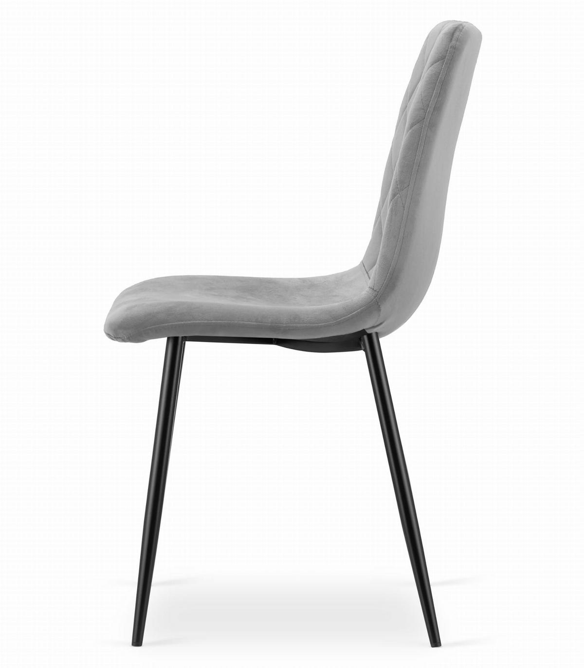 STUHL SCANNO 6-er Set, Grau, mit Samtstoff gepolstert - Hellgrau, Textil/Metall (45/89/53cm) - Komodee