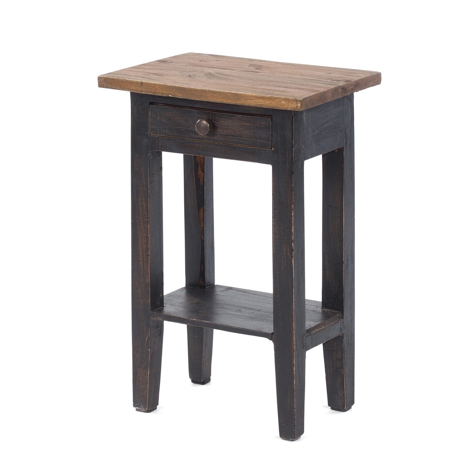 TELEFONTISCH PLANTA Mahagoni Massivholz, mit Schublade 04 schwarz-natur - Graubraun, Holz (24/34/52cm) - DESIGN DELIGHTS